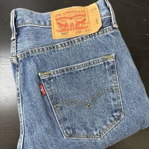 Men's Levi's 501 Jeans Original Button Fly Red Tab Tag 30x34 Fits 31x34.5 Denim